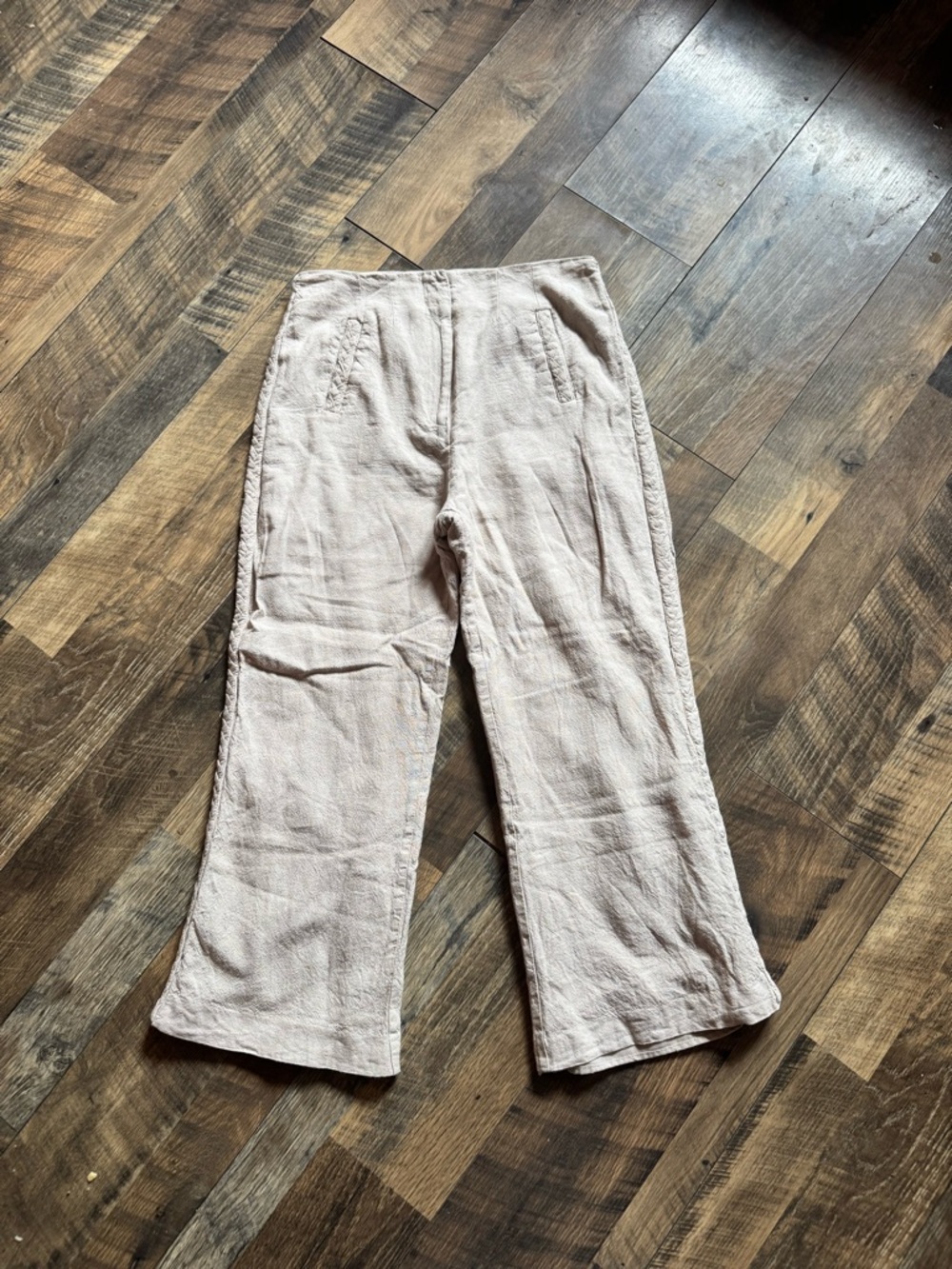 Jason Wu Beige Linen-Blend Wide Leg Pants